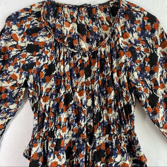 Twentyone Abstract Print Top small long sleeve cinched waist blouse - Picture 3 of 10